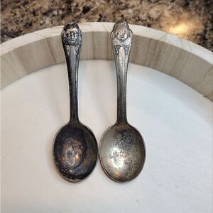 Gerber Winthrop Silver Plate Baby Spoons Lot of 2 Antique Silverware
